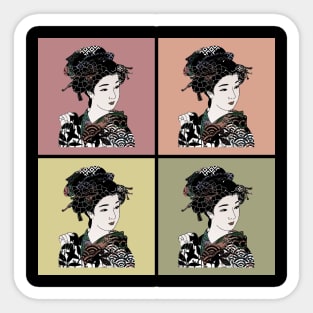 Vintage Geisha Japanese Retro Art Colorful Pop Art 464 Sticker